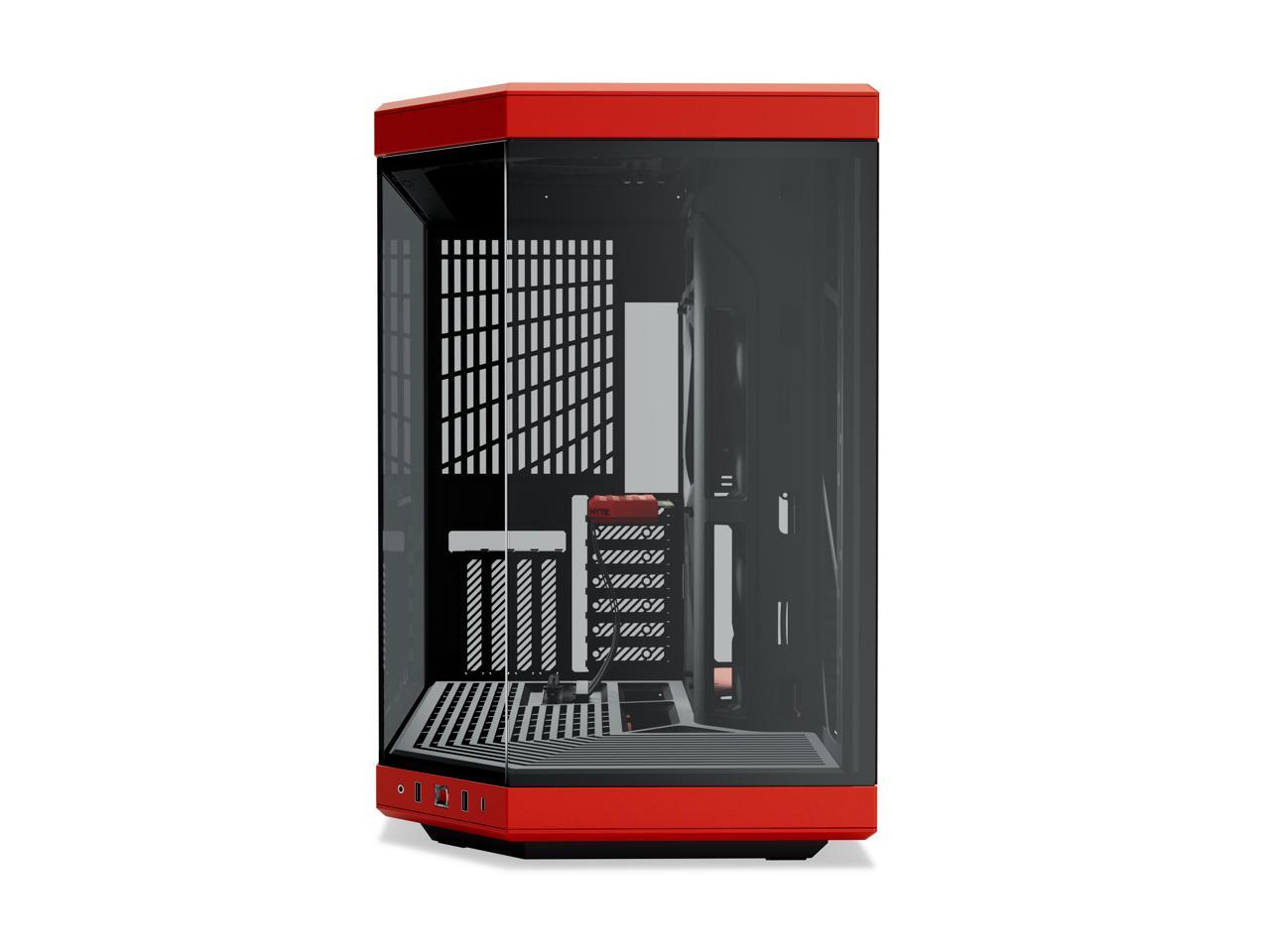 HYTE Y70 CS-HYTE-Y70-BR Dual Chamber Mid-Tower ATX Case with PCIe 4.0 Express Riser Cable Included, Red/Black