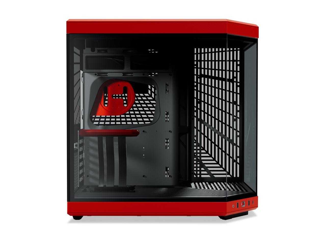HYTE Y70 CS-HYTE-Y70-BR Dual Chamber Mid-Tower ATX Case with PCIe 4.0 Express Riser Cable Included, Red/Black