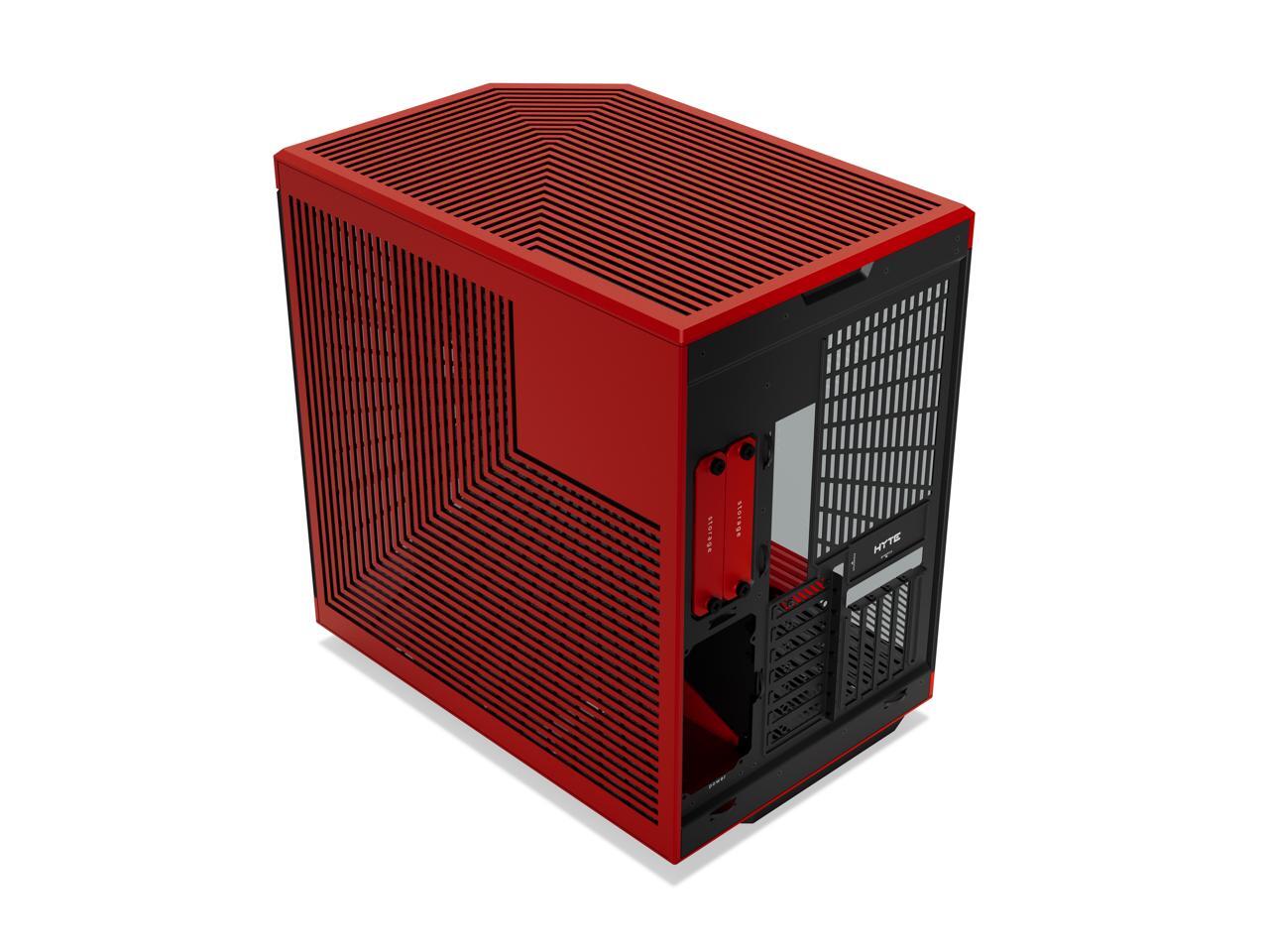 HYTE Y70 CS-HYTE-Y70-BR Dual Chamber Mid-Tower ATX Case with PCIe 4.0 Express Riser Cable Included, Red/Black