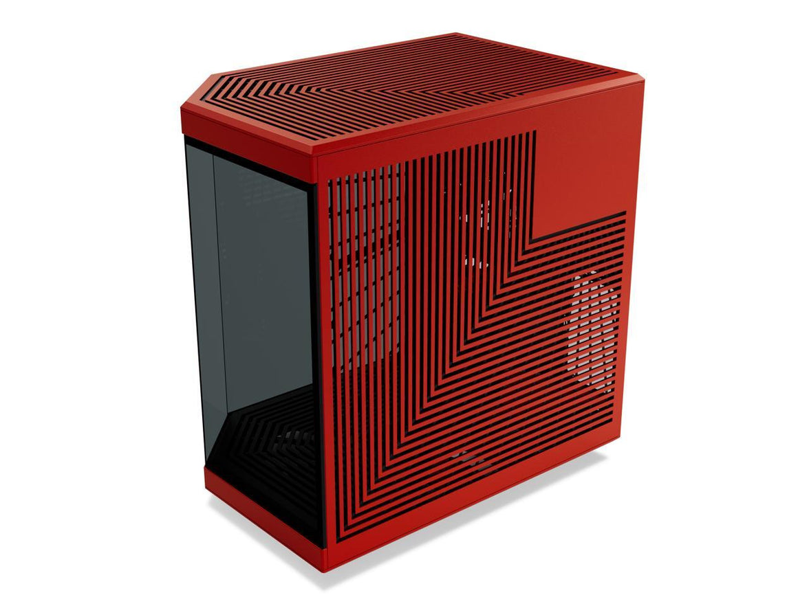 HYTE Y70 CS-HYTE-Y70-BR Dual Chamber Mid-Tower ATX Case with PCIe 4.0 Express Riser Cable Included, Red/Black