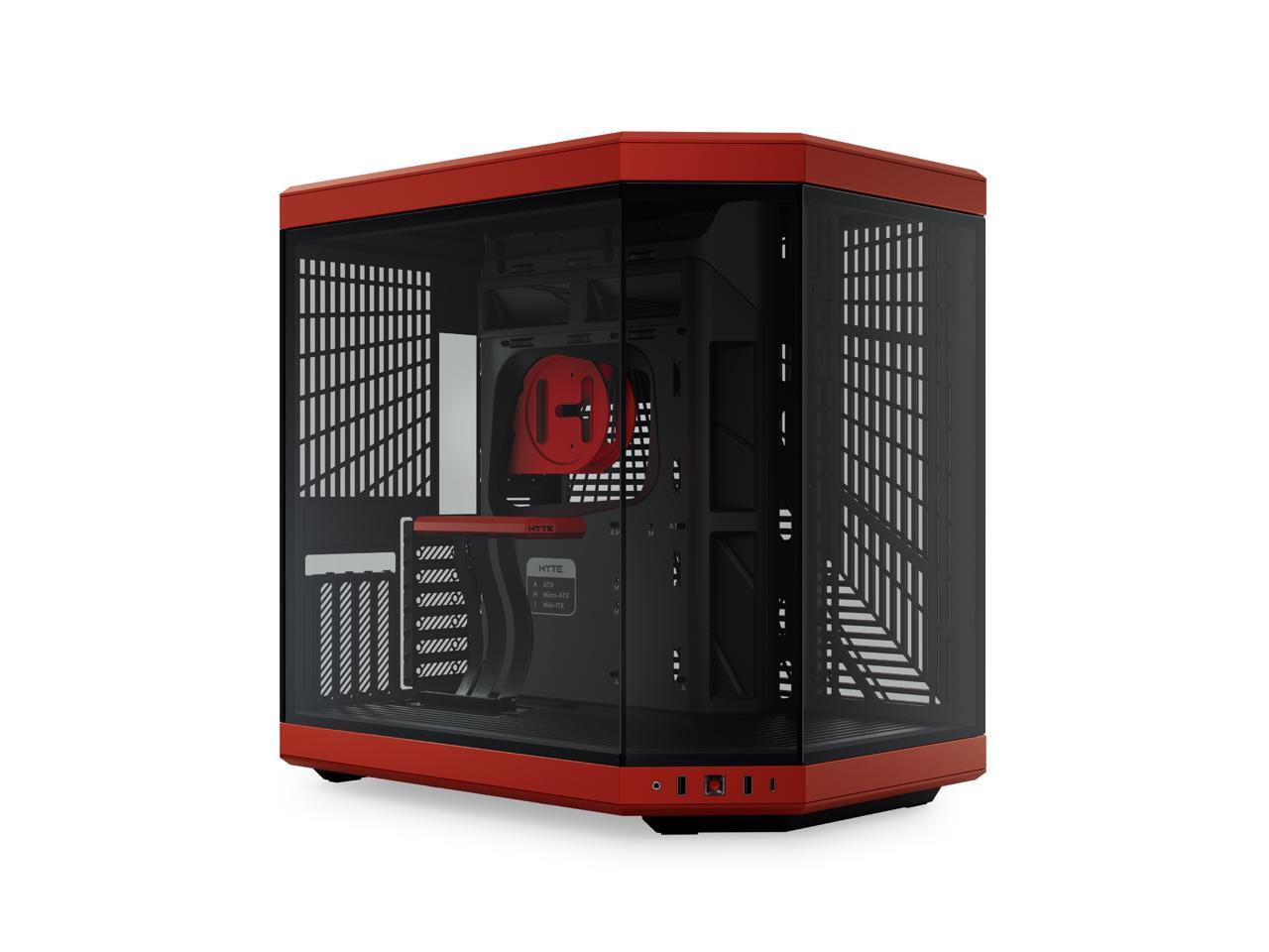 HYTE Y70 CS-HYTE-Y70-BR Dual Chamber Mid-Tower ATX Case with PCIe 4.0 Express Riser Cable Included, Red/Black
