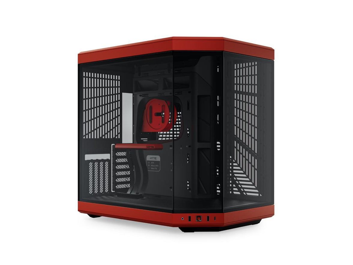 HYTE Y70 CS-HYTE-Y70-BR Dual Chamber Mid-Tower ATX Case with PCIe 4.0 Express Riser Cable Included, Red/Black