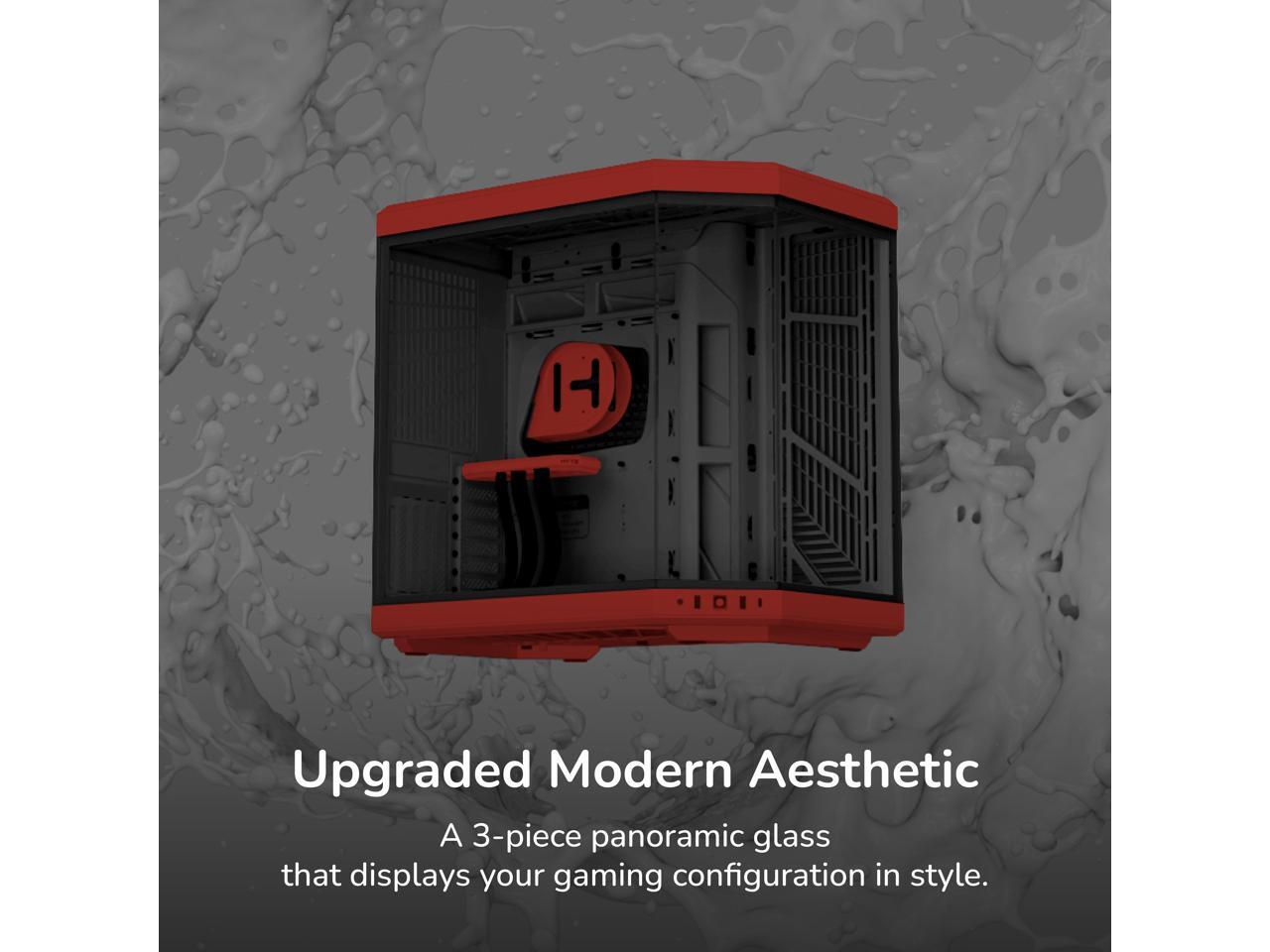 HYTE Y70 CS-HYTE-Y70-BR Dual Chamber Mid-Tower ATX Case with PCIe 4.0 Express Riser Cable Included, Red/Black