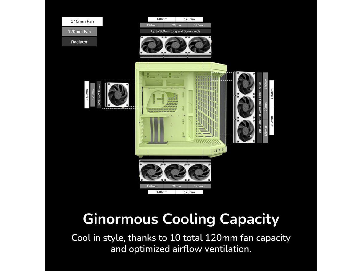 HYTE CS-HYTE-Y70-MM Matcha Milk ABS / Steel / Tempered Glass Dual Chamber Mid-Tower ATX Case Case (Computer Cases - ATX Form)