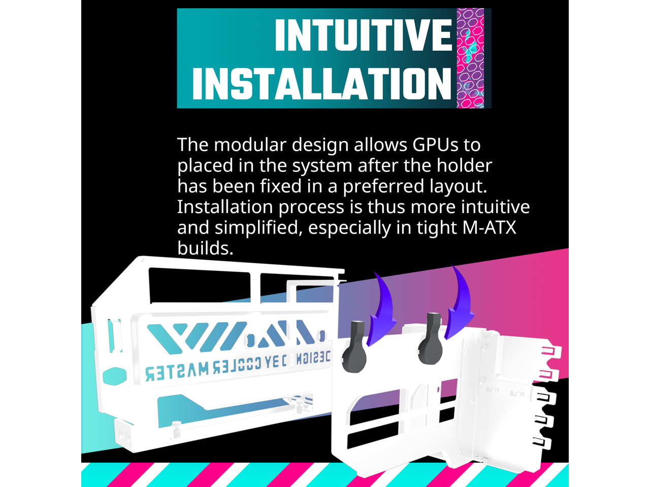 Cooler Master MasterAccessory Vertical GPU Card Holder Kit V3 White, Premium Riser Cable PCI-E 4.0 x16-165mm, PCIe 3.0 Compatible, Adjustable Length for E-ATX|ATX|Micro ATX Case (MCA-U000R-WFVK03)