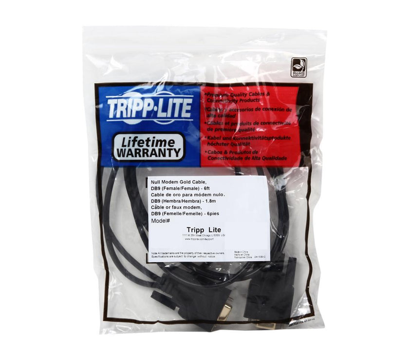 Tripp Lite Model P450-006 6 ft. Null Modem Cable DB9F to DB9F Female to Female