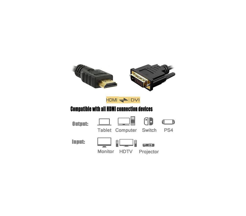 Omni Gear DVI-2-HDMI 6 ft. HDMI to DVI Cable  Male to Male Black