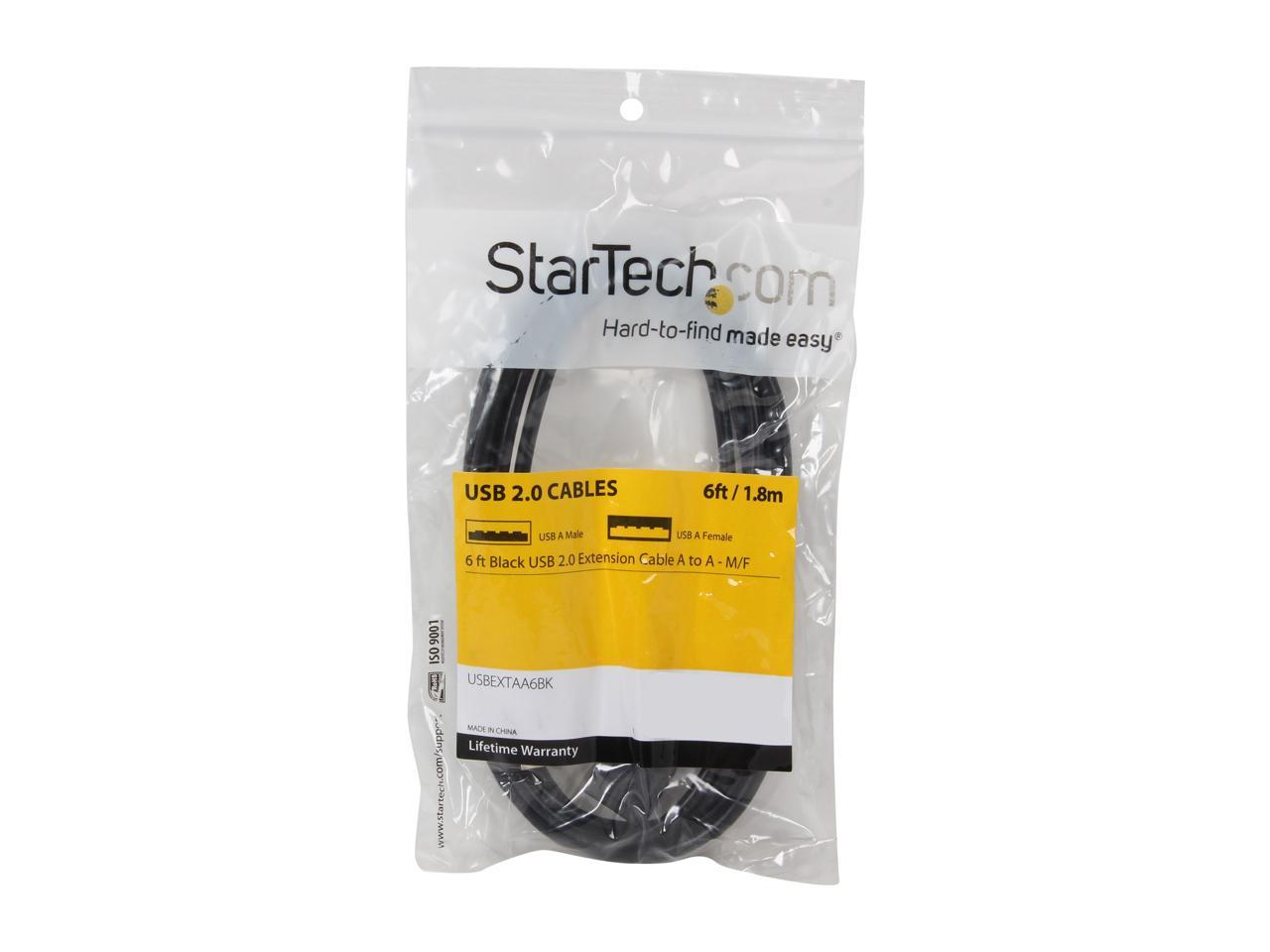 StarTech.com USBEXTAA6BK Black USB 2.0 Extension Cable A to A