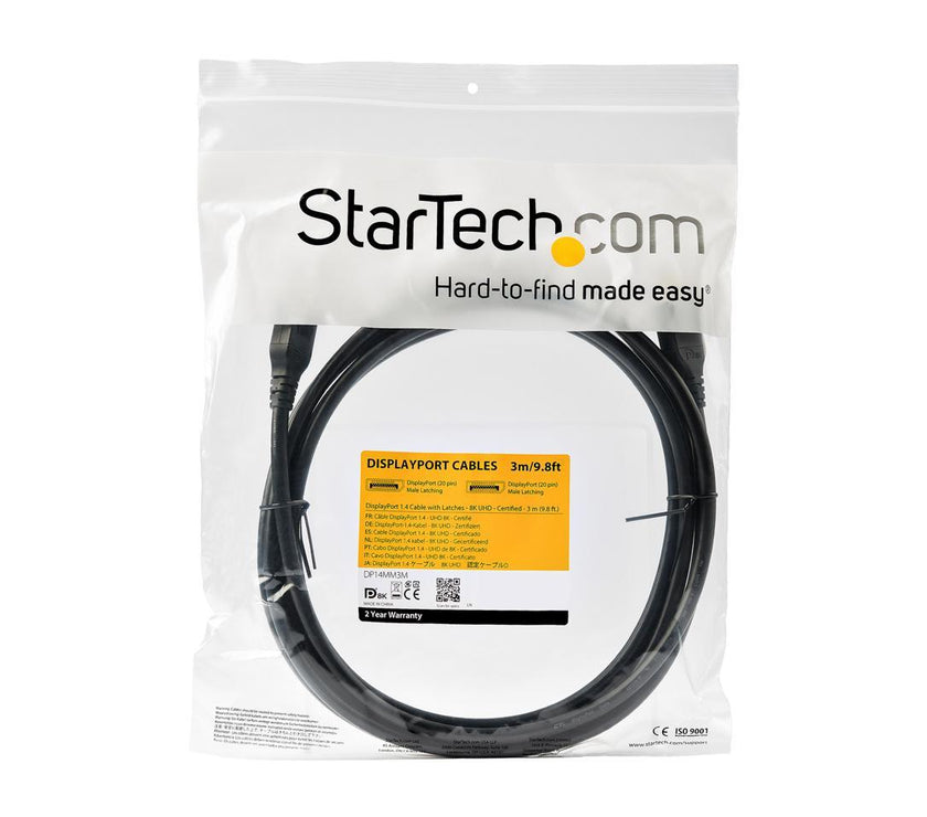 StarTech.com DP14MM3M DisplayPort 1.4 Cable - 9.8 ft / 3m - VESA Certified - 8K@60Hz - HBR3 - HDR - DP to DP Monitor Cable - 8K DisplayPort Cable