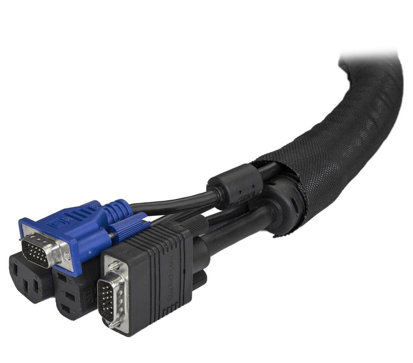 StarTech.com WKSTNCM2 15' / 4.6 m Cable Management Sleeve - Trimmable Fabric - Cord Concealer - Wire Hider - Cord Organizer (WKSTNCM2)