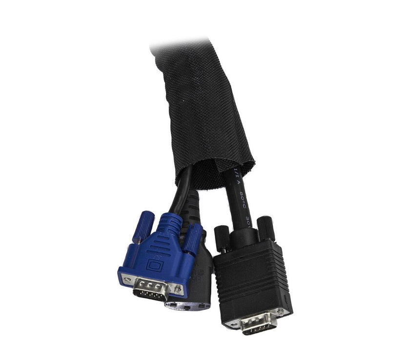 StarTech.com WKSTNCM2 15' / 4.6 m Cable Management Sleeve - Trimmable Fabric - Cord Concealer - Wire Hider - Cord Organizer (WKSTNCM2)