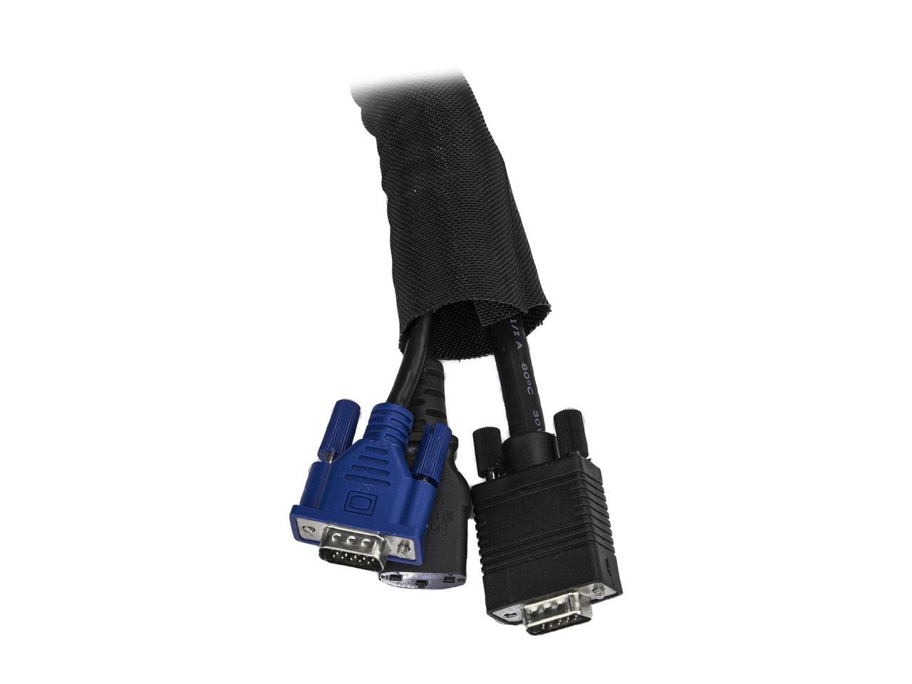 StarTech.com WKSTNCM2 15' / 4.6 m Cable Management Sleeve - Trimmable Fabric - Cord Concealer - Wire Hider - Cord Organizer (WKSTNCM2)