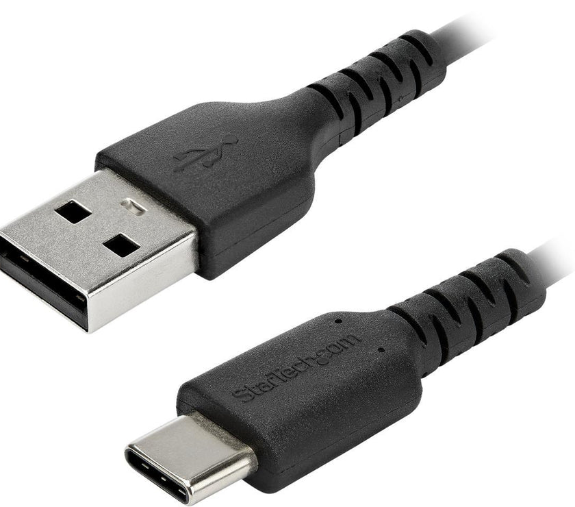 StarTech.com RUSB2AC1MB 1m (3.28 ft.) USB A to USB C Cable - High Quality USB 2.0 Data Transfer & Charge Cable - Male to Male - Aramid Fiber - Black (RUSB2AC1MB)