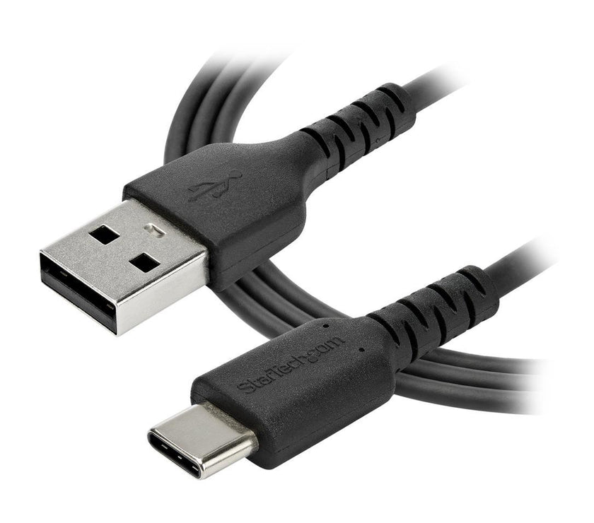 StarTech.com RUSB2AC1MB 1m (3.28 ft.) USB A to USB C Cable - High Quality USB 2.0 Data Transfer & Charge Cable - Male to Male - Aramid Fiber - Black (RUSB2AC1MB)