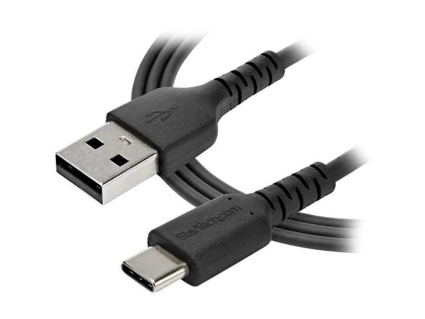 StarTech.com RUSB2AC1MB 1m (3.28 ft.) USB A to USB C Cable - High Quality USB 2.0 Data Transfer & Charge Cable - Male to Male - Aramid Fiber - Black (RUSB2AC1MB)