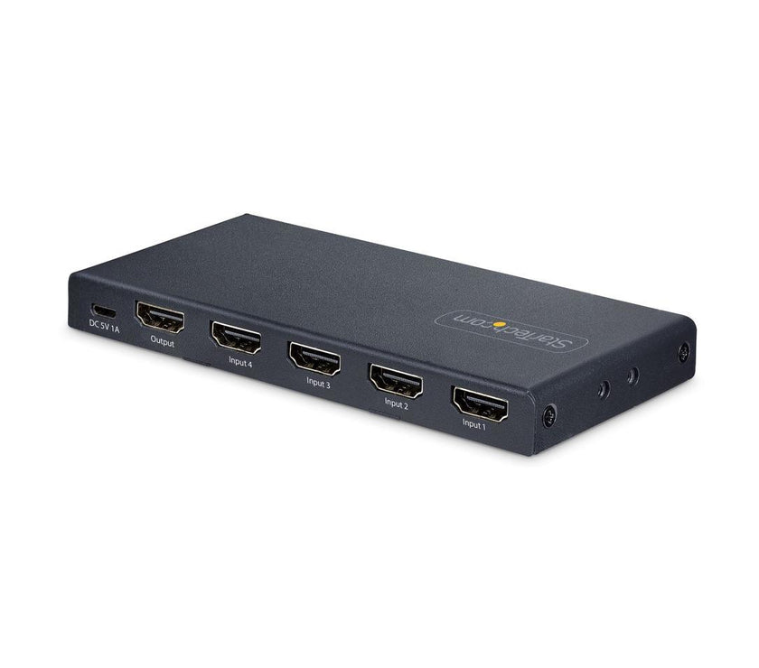 StarTech.com 4-Port 8K HDMI Switch - HDMI 2.1 Switcher 4K 120Hz HDR10+, 8K 60Hz UHD, HDMI Switch 4 In 1 Out - Auto/Manual Source Switching - Power Adapter and Remote Included (4PORT-8K-HDMI-SWITCH)