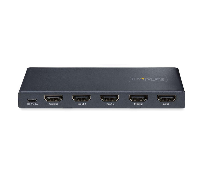 StarTech.com 4-Port 8K HDMI Switch - HDMI 2.1 Switcher 4K 120Hz HDR10+, 8K 60Hz UHD, HDMI Switch 4 In 1 Out - Auto/Manual Source Switching - Power Adapter and Remote Included (4PORT-8K-HDMI-SWITCH)