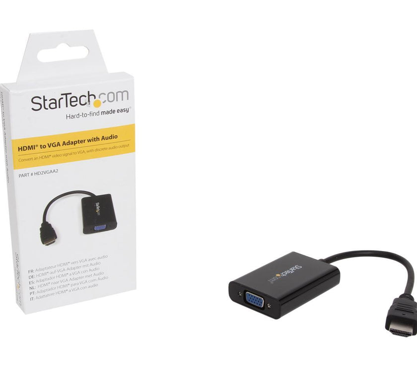 StarTech.com HD2VGAA2 HDMI to VGA Video Adapter Converter with Audio for Desktop PC / Laptop / Ultrabook - 1920 x 1200