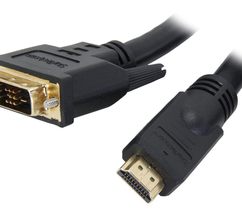 StarTech.com HDDVIMM25 Black Connector A: 1 - HDMI (19 pin) Male Connector B: 1 - DVI-D (19 pin) Male HDMI to DVI-D Cable Male to Male