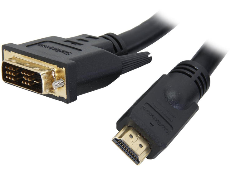 StarTech.com HDDVIMM25 Black Connector A: 1 - HDMI (19 pin) Male Connector B: 1 - DVI-D (19 pin) Male HDMI to DVI-D Cable Male to Male