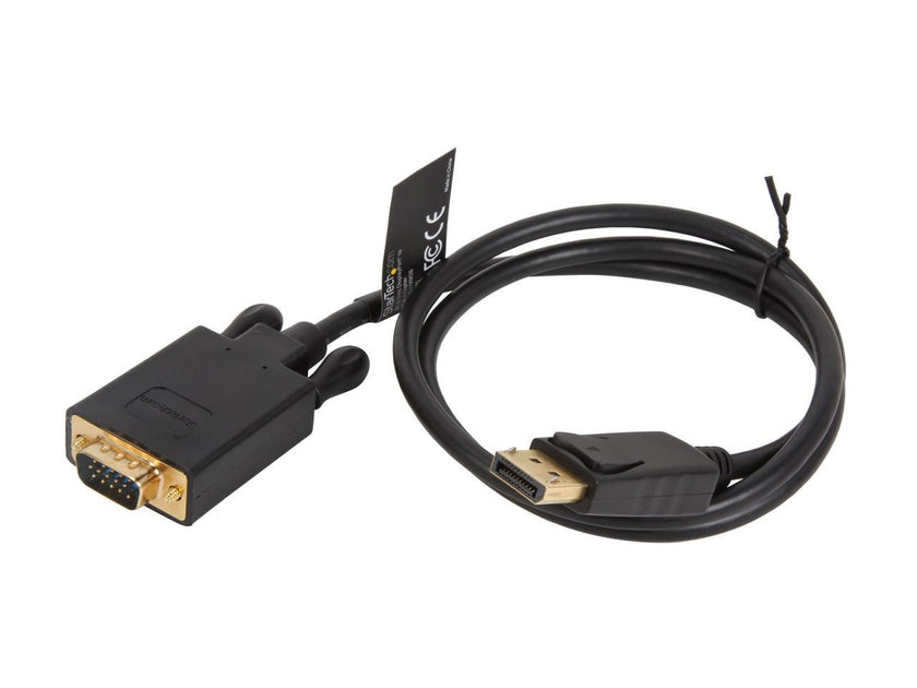 StarTech.com DP2VGAMM3B 3 ft. Black DisplayPort (20 pin) Latching to  VGA (15 pin; High Density D-Sub) Black DisplayPort to VGA Adapter Converter Cable - DP to VGA 1920 x 1200 Male to Male