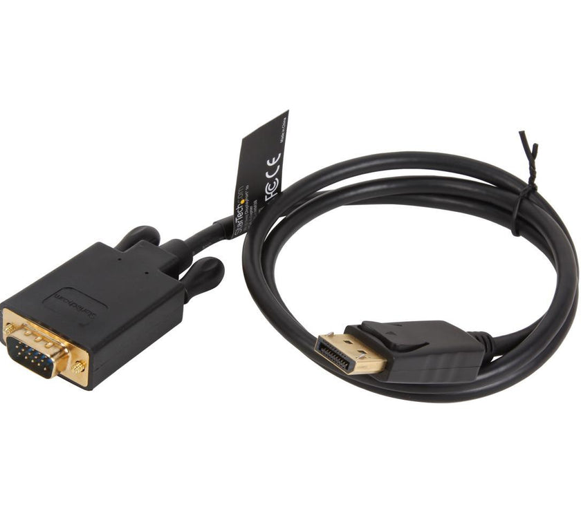 StarTech.com DP2VGAMM3B 3 ft. Black DisplayPort (20 pin) Latching to  VGA (15 pin; High Density D-Sub) Black DisplayPort to VGA Adapter Converter Cable - DP to VGA 1920 x 1200 Male to Male