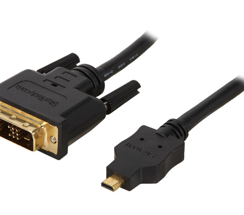 StarTech.com HDDDVIMM2M Black Micro HDMI (19 pin) Male to DVI-D (19 pin) Male to Male Cable