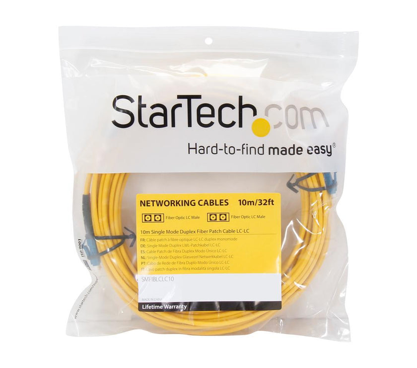 StarTech.com SMFIBLCLC10 32.81 ft. (10m) Single Mode Duplex Fiber Patch Cable LC-LC M-M Male to Male