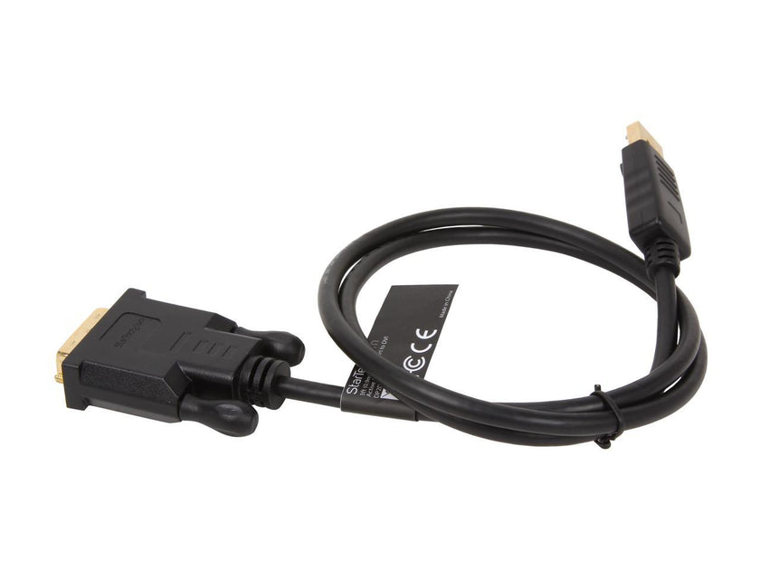 StarTech.com DP2DVIMM3BS 3 ft. Black Connector A: 1 - DisplayPort (20 pin) Male
Connector B: 1 - DVI-D (25 pin) Male DisplayPort to DVI Active Adapter Converter Cable