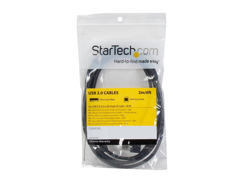 StarTech.com USBAB2ML Black USB 2.0 A to Left Angle B Cable - M/M