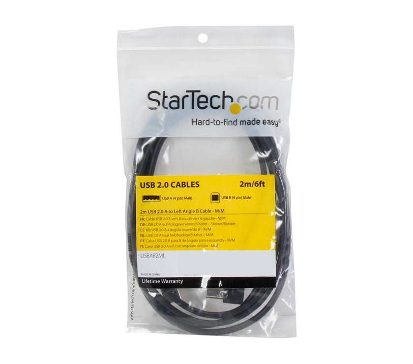 StarTech.com USBAB2ML Black USB 2.0 A to Left Angle B Cable - M/M