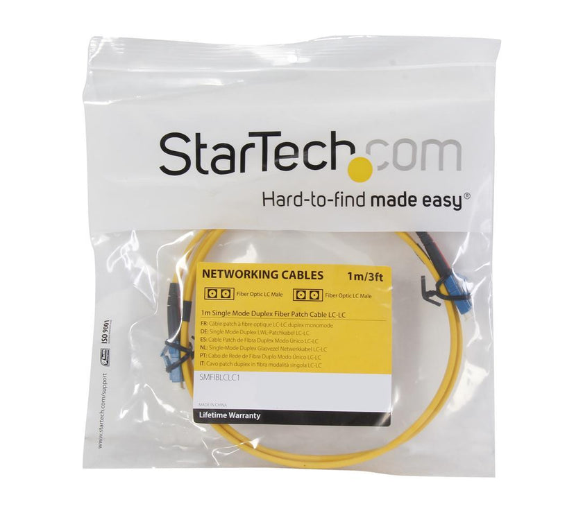 StarTech.com SMFIBLCLC1 3.3 ft [1 m] Single Mode Duplex Fiber Patch Cable