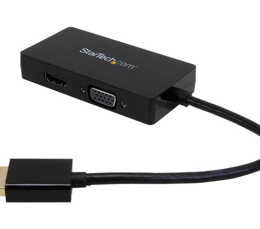 StarTech.com DP2VGDVHD DisplayPort to VGA / DVI / HDMI® Adapter – 3-in-1 DP Converter – Black