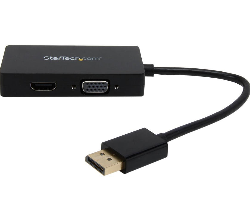 StarTech.com DP2VGDVHD DisplayPort to VGA / DVI / HDMI® Adapter – 3-in-1 DP Converter – Black