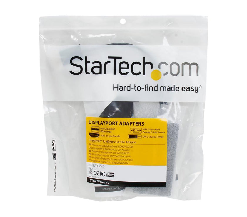 StarTech.com DP2VGDVHD DisplayPort to VGA / DVI / HDMI® Adapter – 3-in-1 DP Converter – Black
