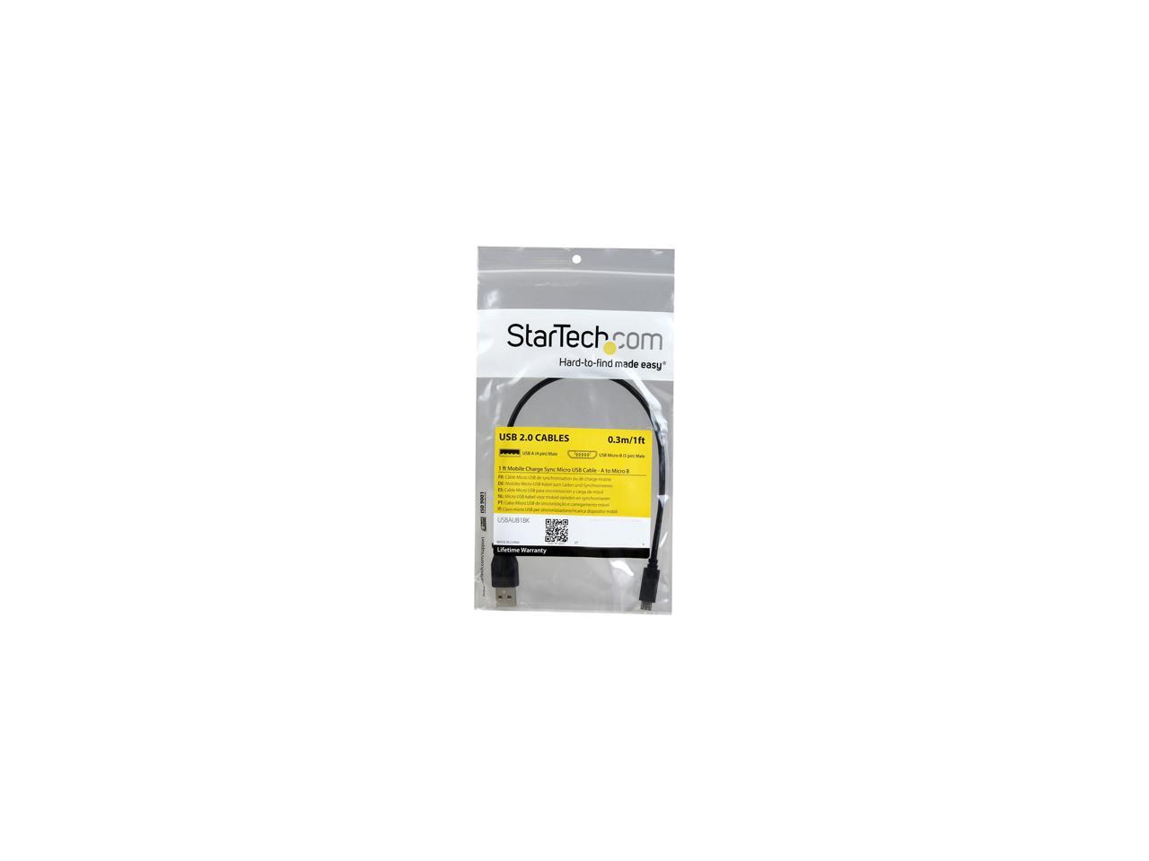 StarTech.com 1 ft Mobile Charge Sync USB to Slim Micro USB Cable for Smartphones and Tablets - A to Micro B