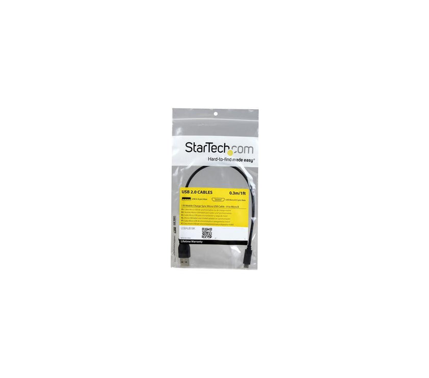 StarTech.com 1 ft Mobile Charge Sync USB to Slim Micro USB Cable for Smartphones and Tablets - A to Micro B
