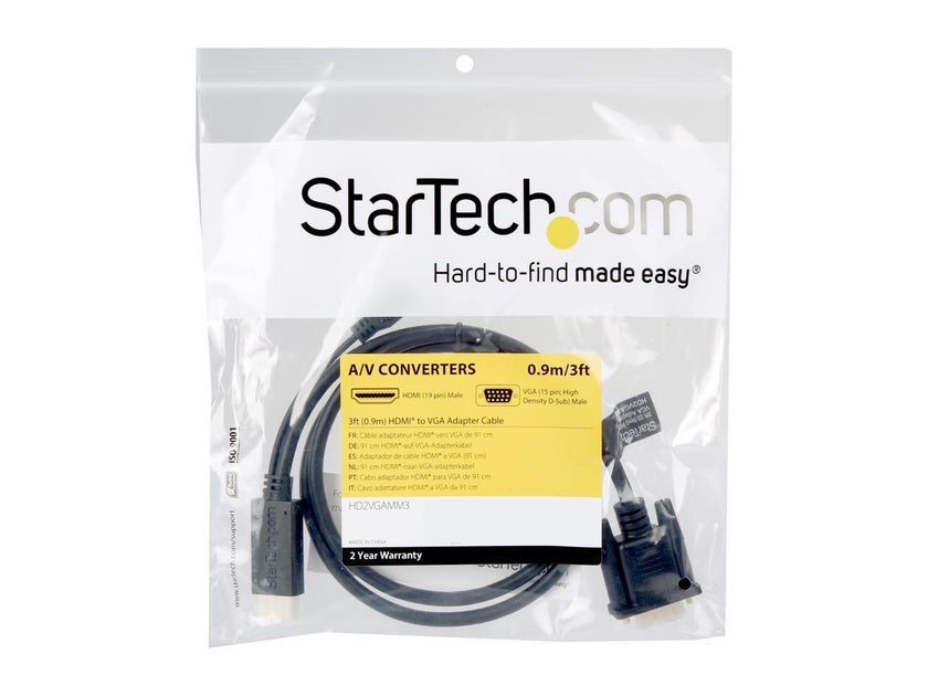 StarTech.com HD2VGAMM3 HDMI to VGA Active Converter Cable - HDMI to VGA Adapter - 1920 x 1200 or 1080p