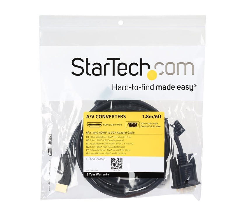 StarTech.com HD2VGAMM6 HDMI to VGA active converter cable - HDMI to VGA adapter - 1920 x 1200 or 1080p