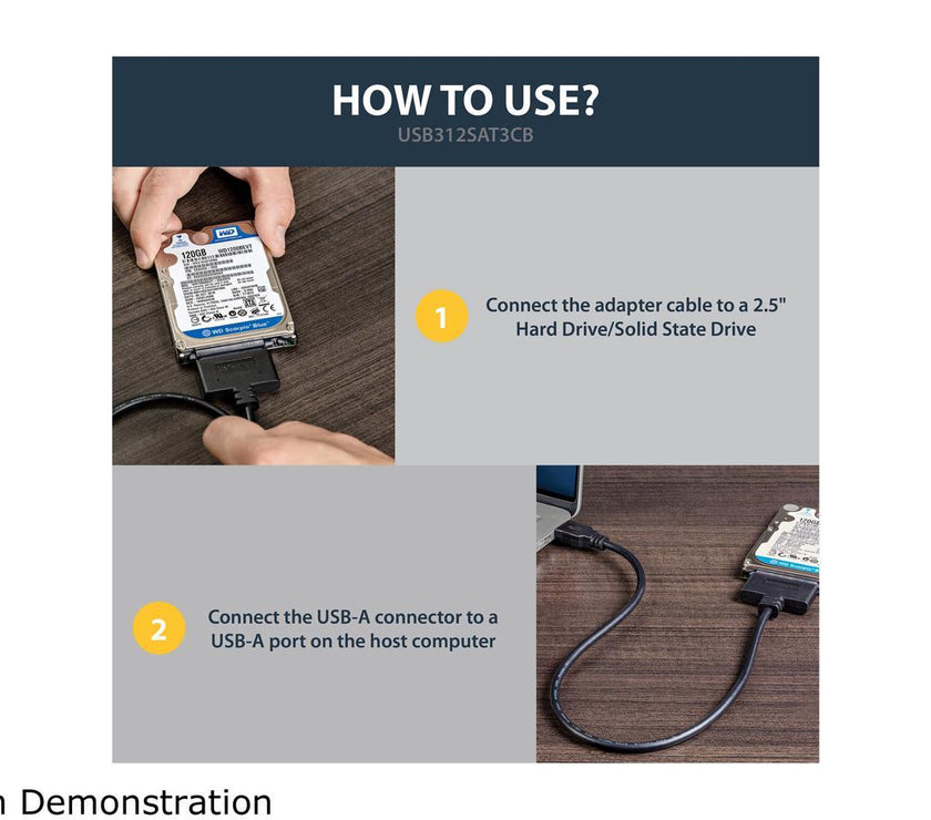 StarTech.com USB312SAT3CB USB 3.1 (10Gbps) Adapter Cable for 2.5" SATA Drives