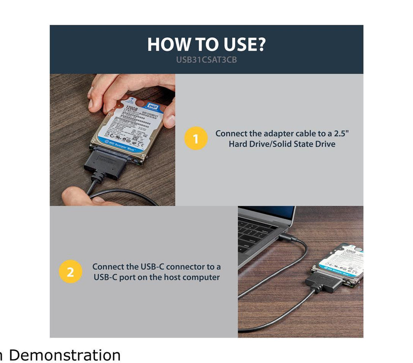 StarTech.com USB31CSAT3CB USB 3.1 (10Gbps) Adapter Cable for 2.5" SATA Drives - USB-C