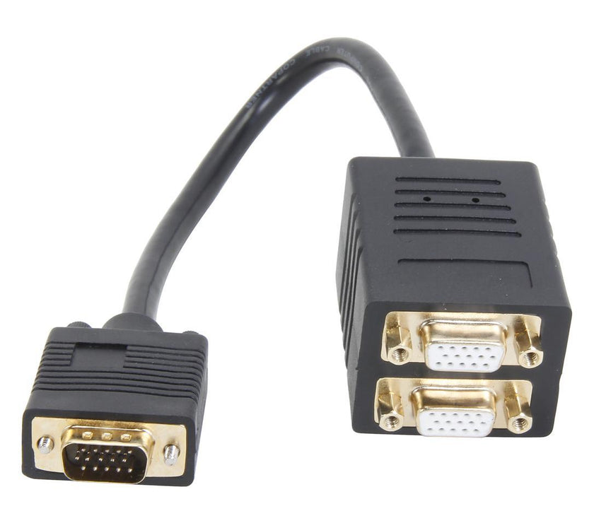 Coboc EA-VGASPL-MFF-1-BK 1 ft. Black 30AWG SVGA/VGA HD15 Male to 2 x Female Splitter Cable