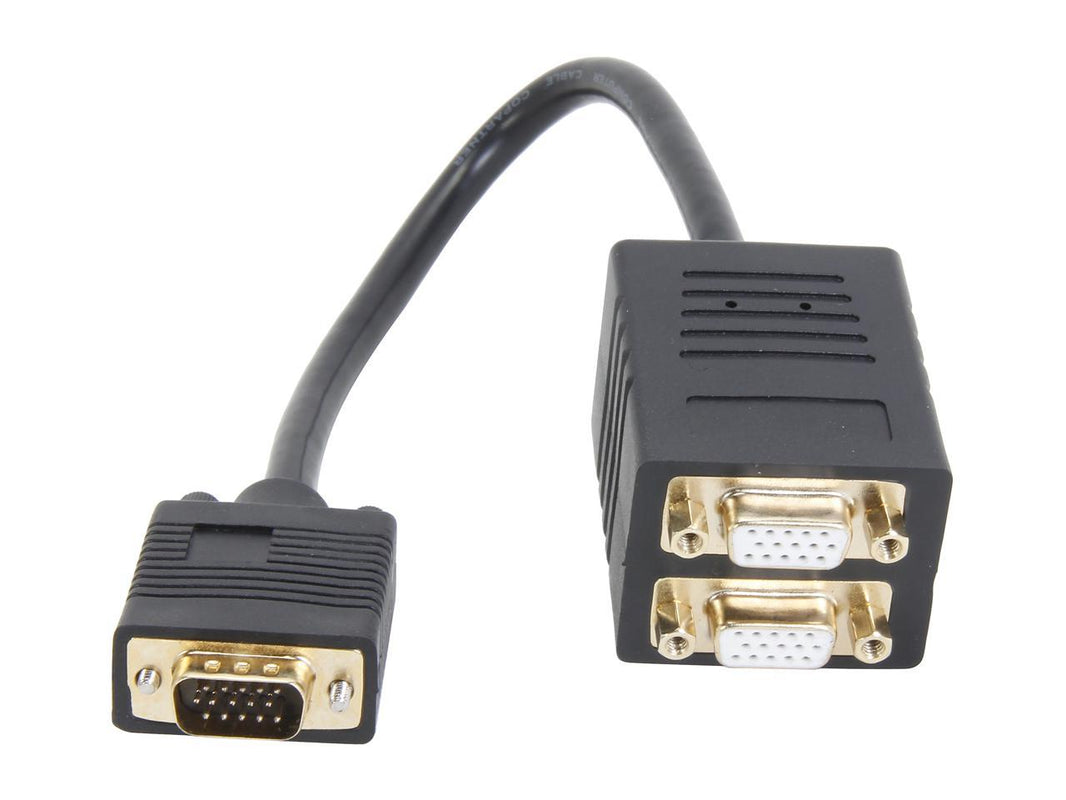 Coboc EA-VGASPL-MFF-1-BK 1 ft. Black 30AWG SVGA/VGA HD15 Male to 2 x Female Splitter Cable