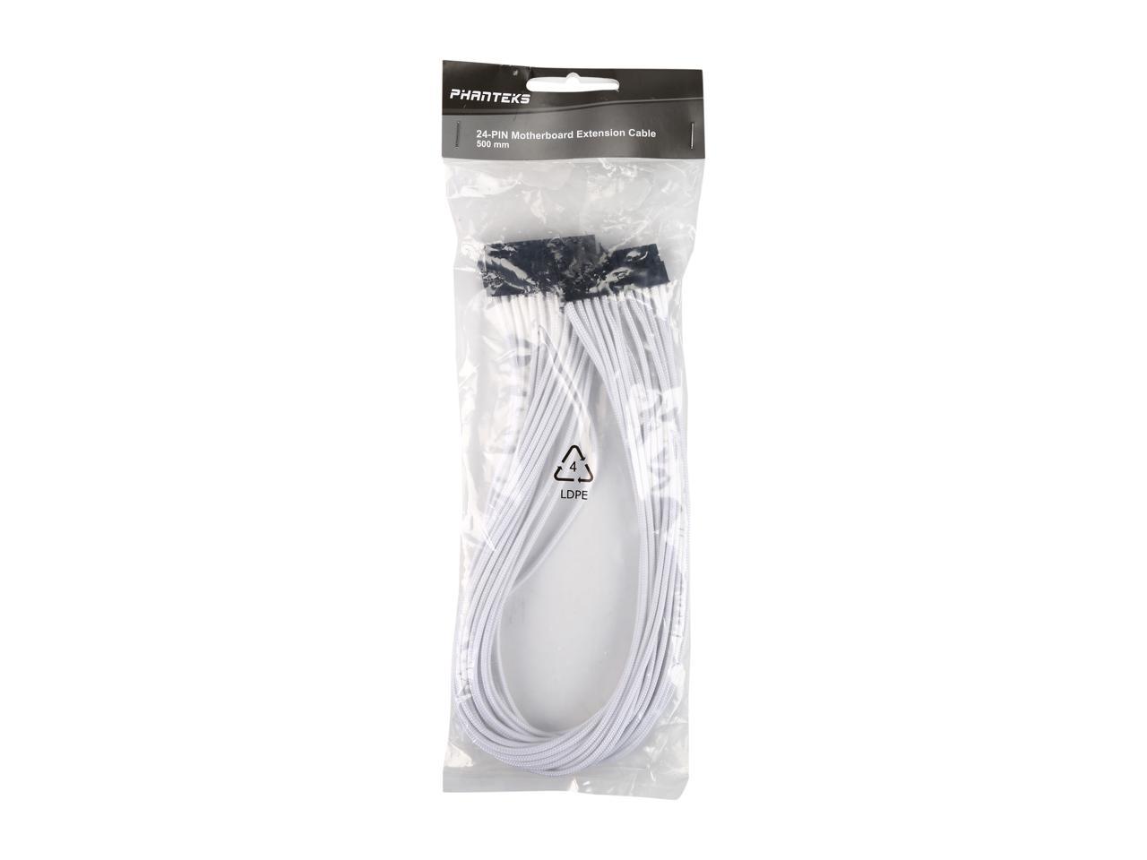 Phanteks PH-CB24P_WT 1.64 ft. (0.50m) 24 Pin M/B Premium Sleeved Extension cable Female to Male