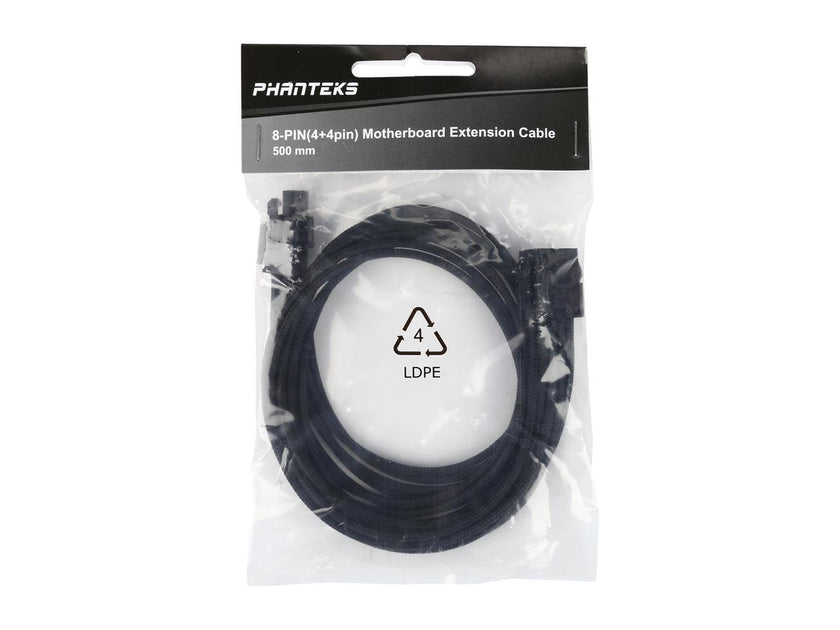 Phanteks PH-CB8P_BK 1.64 ft. (0.50m) 8 to 8 (4+4 )Pin M/B Premium Sleeved Extension cable