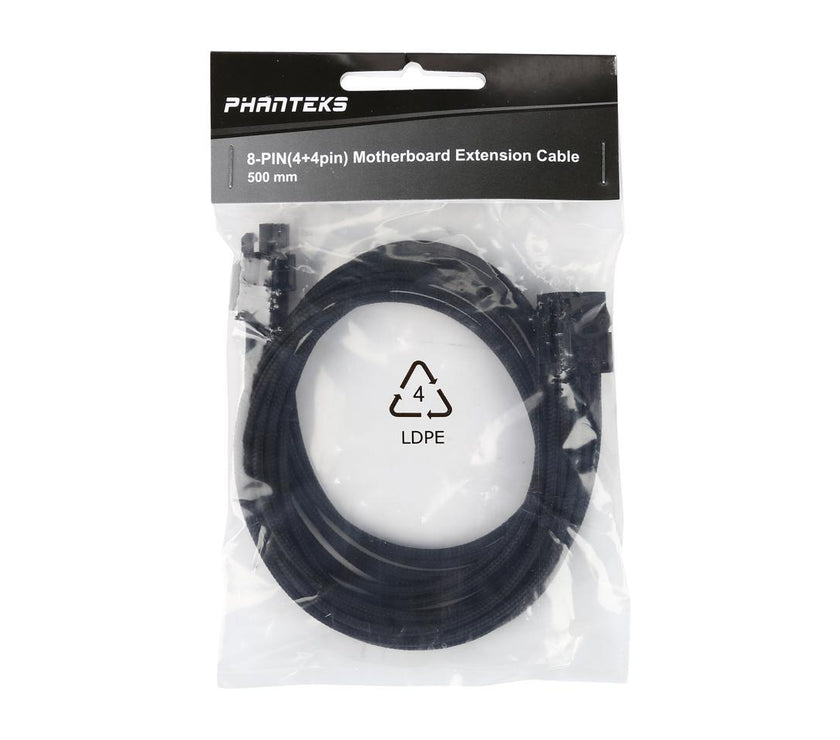 Phanteks PH-CB8P_BK 1.64 ft. (0.50m) 8 to 8 (4+4 )Pin M/B Premium Sleeved Extension cable