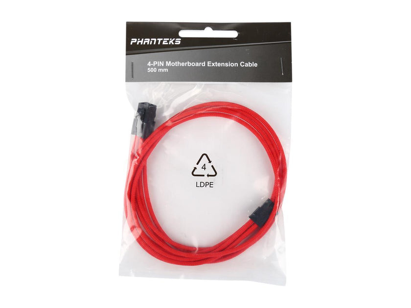 Phanteks PH-CB4P_RD 1.64 ft. (0.50m) 4 Pin M/B Premium Sleeved Extension Cable