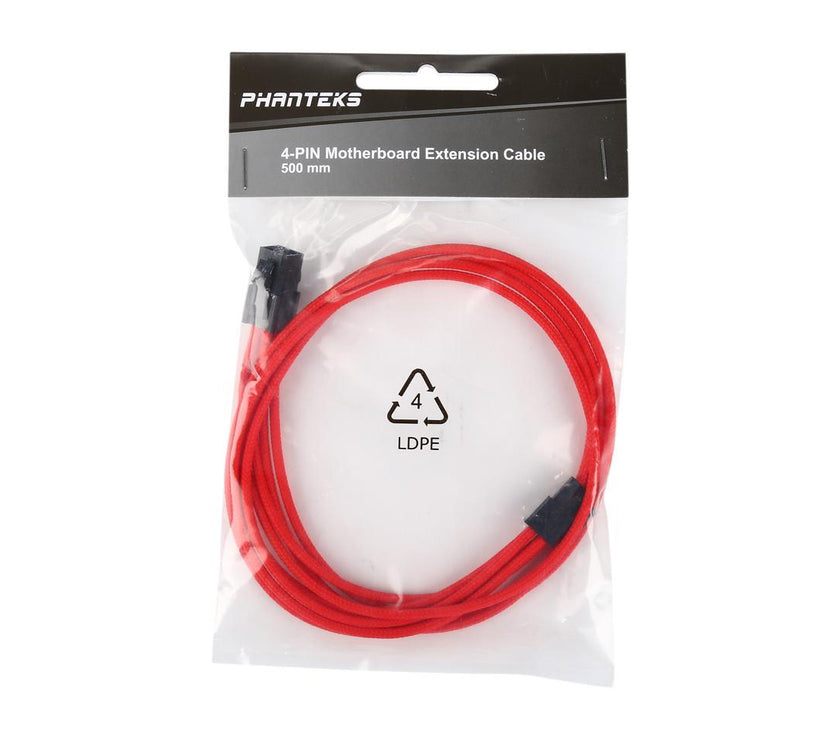 Phanteks PH-CB4P_RD 1.64 ft. (0.50m) 4 Pin M/B Premium Sleeved Extension Cable