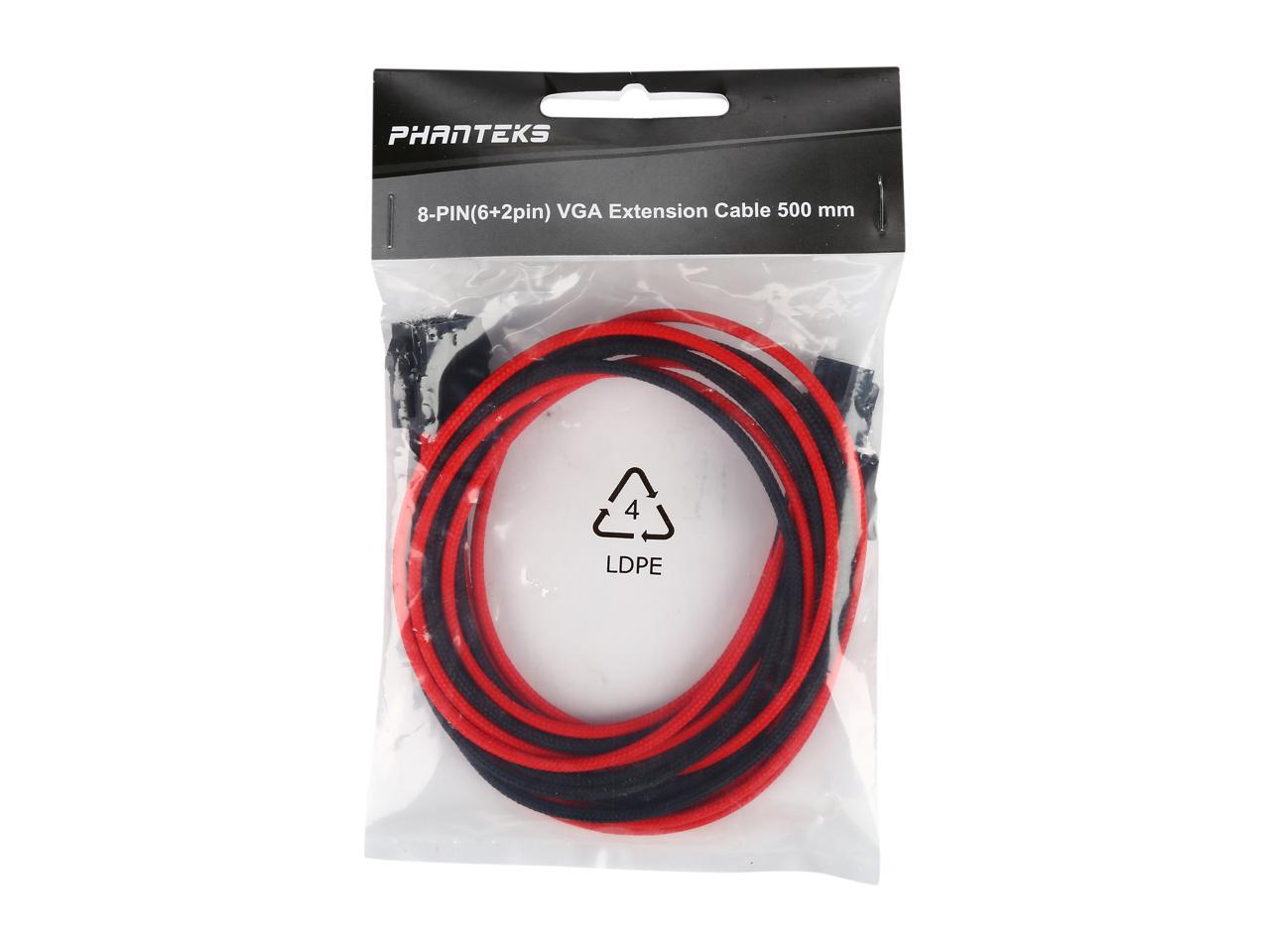 Phanteks PH-CB8V_BR 1.64 ft. (0.50m) 8 to 8 (6+2) Pin VGA Premium Sleeved Extension cable