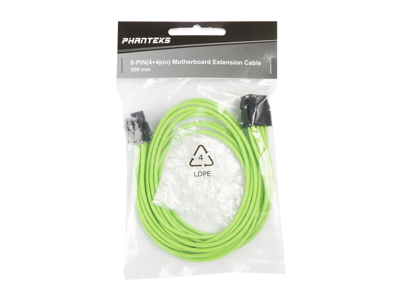 Phanteks PH-CB8P_GR 1.64 ft. (0.50m) 8 to 8 (4+4 )Pin M/B Extension Cable 500mm Length, Green
